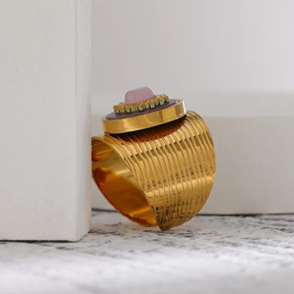 💛Gold Plated crystal open ring - Picture 6 of 8